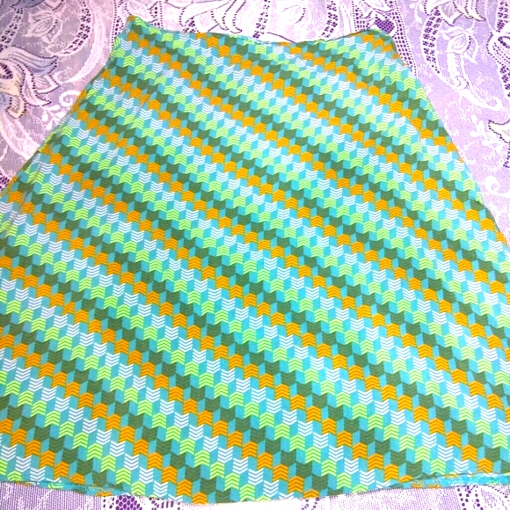 H&M Rayon Chevron Print Teal Orange Skirt